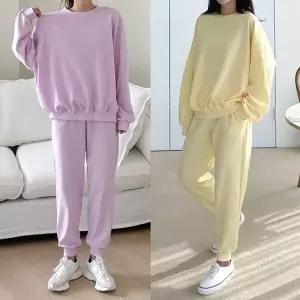 여성 무지 맨투맨 티셔츠 조거팬츠 트레이닝 세트 츄리닝 -WPST0129- 봄 가을