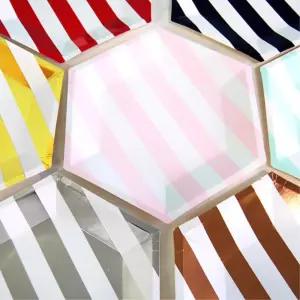 세련 줄무늬 큰사이즈 일회용 종이접시12P 입학설명회 체육대회