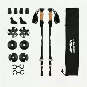 화이트울프 3단 접이식 초경량 등산스틱 두랄루민 7075 노르딕워킹 지팡이