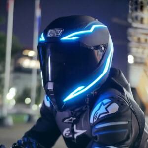 바이크 오토바이 헬멧 라이트 야간 주행 신호 4 in 1 EL 3 모드 LED 스트립 장식 액세서리 키트