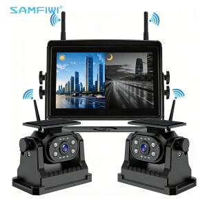 무선 7인치 터치스크린 모니터, 자석식 베이스가 있는 태양광 백업 카메라, 카라반 RV 트레일러 트럭용 DVR