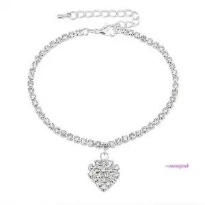 여자패션발찌레트로 다이아하트 체인 여성 커플발찌 두줄ghi829