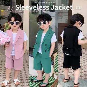 팜므 남아 정장 여름 돌아기 여름 럭셔리 카라 조끼 바지세트설날