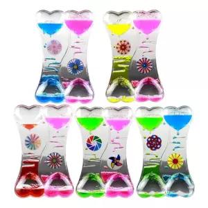 인테리어 블루 하트 선물 시계 오일모래시계 조합 기름멍 더블 그립 버블 오일 유니크