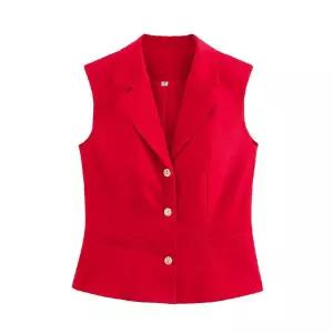 EAMT 빨강 여성용 봄 정장 조끼 정장세트 +바지 세트 EUNG1