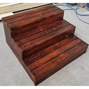 나무 계단 지지대 입구 발판 데크 스텝퍼 원목 방부목 현관 60x60x40 2단