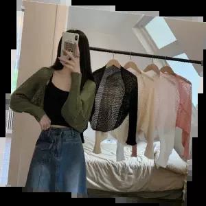 그물니트가디건 고급스러운 여름 여성용 얇은 커버업 스타일리시한 외출복