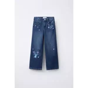 [국내배송] 자라 ZARA LILO  STITCH ⓒ DISNEY 자수 와이드 레그 진 - 블루 938329