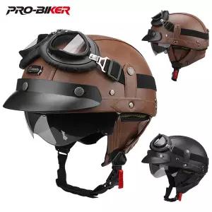 바이크 오토바이 반모헬맷 하프 헬멧 가죽 빈티지 사계절 범용 안전 낙하 방지 햇빛 가리개 오픈 페이스