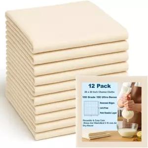 20x20 인치 염색용 12개 치즈 천 재사용 가능한 등급 100 머슬린 초미세 56x42 가장자리가 헴 된 무표백 면
