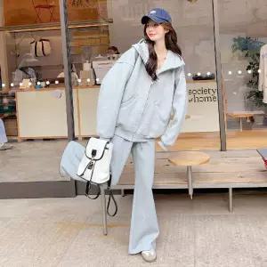 피로달 그레이 여성용 트레이닝 후드 초가을 봄가을 카디건 긴팔세트 세트 HO3