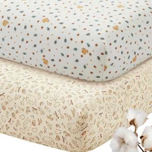 SiinvdaBZX 2팩 n 플레이 시트 울트라 소프트 머슬린 코튼 미니 침대 통기성 중립 놀이기구 침구 커버