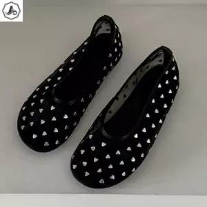 [텐바이텐][애슬릿]메쉬 플랫 실버 하트 도트 발편한 슈즈 시스루 단화