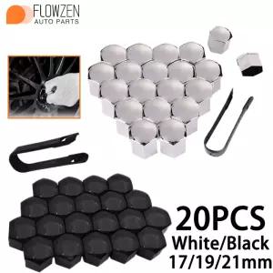 20개 17/19/21mm 자동차 휠 너트 캡 허브 스크류 커버 볼트 림 외부 장식 특수 소켓 보호 먼지 방지