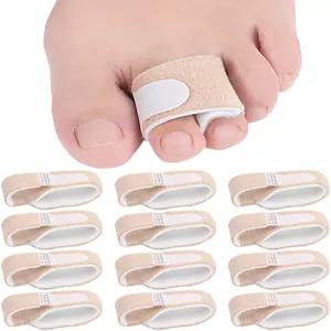 12팩 패브릭 해머 발가락 교정기 스트레이트너 재사용 가능한 부러진 테이프 버디 스트랩은 구부러진 지지