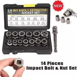 14개 스트립 볼트 추출기 세트 손상된 제거 도구 냉동 녹슨 둥근