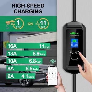 GOODCELL Type2 휴대용 EV 충전기 APP WIFI 블루투스 지원 유럽 표준 자동차 용 가정용 충전 용 16A 3P 11K
