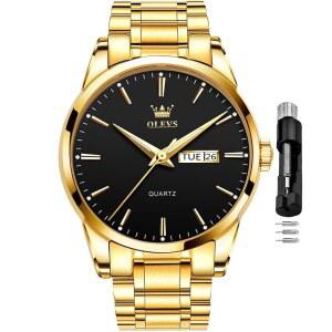 [미국배송] 남성용 OLEVS 시계 비즈니스 드레스 다이아몬드 아날로그 쿼츠 빅 페이스 럭셔리 클래식 스테인리스 스틸 방수 야광 투톤 손목시계