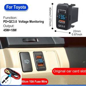 12V 24V 자동차 충전기 소켓 어댑터 듀얼 USB 포트 타 자동차 액세서리 40X22mm에 대 한 전압 디스플레이와 빠른 충전기 소켓