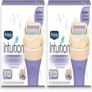 칙 인튜이트 퓨어 영양 여성용 면도기 리필 코코넛 밀크와 아몬드 오일
