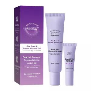 페이셜 제모 크림 및 진정 - 여성 남성용 세럼 헤어 리무버 순한 포뮬러 민감한 피부에 안전하며 빠르고