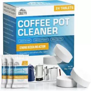 COLETTI 커피 포트 클리너 - 클리닝 태블릿 메이커 스테인리스 퍼콜레이터용 디스케일러 모카 프렌치