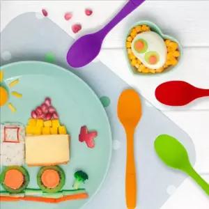 아기자기 유아 실리콘 수저 어린이 아동 실리콘 숟가락 아기용 주도