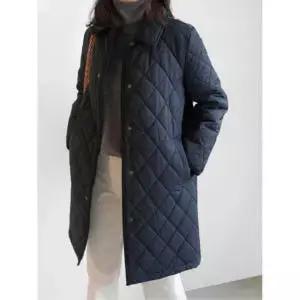 여성 퀼팅 코트 네이비 누빔 자켓 겨울 롱패딩 아우터
