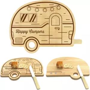 캠핑 도마와 나이프 세트 11.8인치 X 9.3인치 여성용 애호가 선물 RV 주방 장식 가정용 보온 트레이 제공