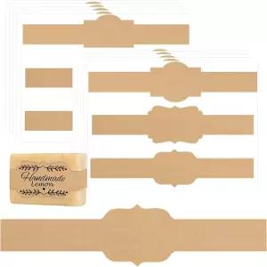 브라운 블랭크 크래프트 비누 라벨 120개 수제 랩 태그 종이 소매 커버 테이프 장식 없음