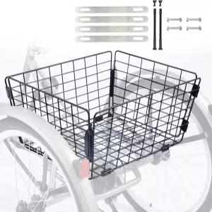 WEEROCK 세발자전거 뒷바구니 접이식 대용량 스틸 20 24인치 26인치 트라이크 블랙