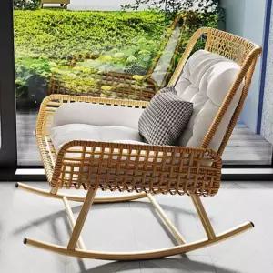 라탄 흔들의자 베란다 카페 야외 발코니 안락 쿠션