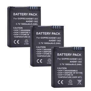 DuraPro 1600mAh AHDBT-301 배터리 Gopro Hero 3 Go Pro 카메라 액세서리용 및 충전기