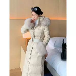 벨트롱패딩 여자 겨울 허리 후드 여성 퀄팅 롱패딩