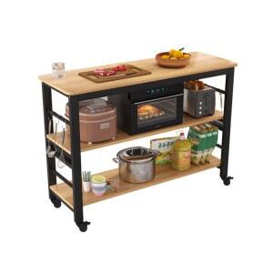 주방보조선반 바퀴형 이동식 높이조절 보조선반 60X40X83CM 블랙프레임 진열장 DS LO