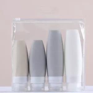 여행용 실리콘 공병 4개입 소분 휴대용삼푸샴용기 샴빈 용공 용팩 리필 용소분 덜어쓰는 액체보관 파우치