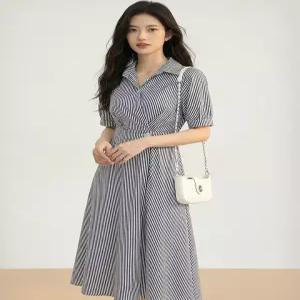 [휴드]스트라이프 셔츠 스타일 코어라인 원피스