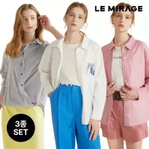 르미라쥬 여성 블렌디드 린넨 긴팔 셔츠 3종세트