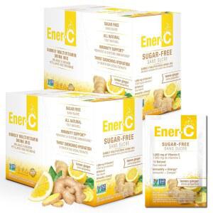 Ener-C 무설탕 멀티비타민 드링크 믹스 - 물용 비타민 파우더, 전해질 파우더 무설탕, 하이드레이션 부스트 패킷, C 및 B12 보충제 액체 레몬 생강, 60개