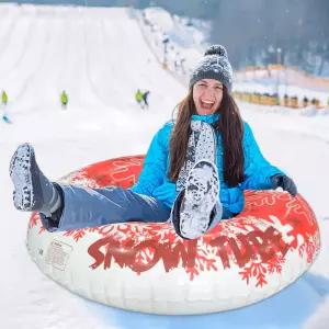 1개 성인용 인플레이터블 스노우 튜브 손잡이가 있는 두꺼운 견고한 썰매 가족 활동을 위한 겨울 야외