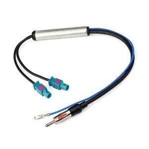 AUDI 어댑터용 자동차 라디오 안테나 AM/FM 오디오 케이블 듀얼 Fakra-Din 공중 신호 부스터 변환기