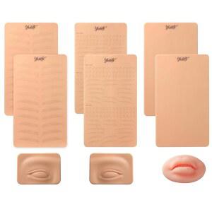 YBEAUTY 마이크로블레이드 연습 스킨 키트 전문가용 양면 눈썹 타투 스킨, 아티스트 및 초보자용 2mm 실리콘 페이크 (혼합 키트)