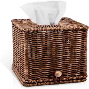 라탄 티슈 박스 커버 사각형 자연 직조 장식 직사각형 홀더 욕실 냅킨 롤 종이 얼굴 수건 정리함 테이블