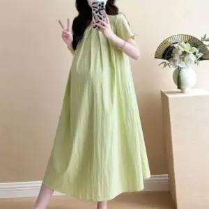 여름 반팔 임산부 롱 원피스 만삭 봄 임부복