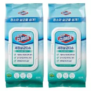유한크로락스 세정살균티슈 후레시센트 60매 X 2개크리너 청소포 일회용물걸레 일회용 유한 소포 물포 물소