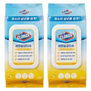 유한크로락스 세정살균티슈 시트러스블렌드 60매 X 2개크리너 청소포 일회용물걸레 일회용 유한 소포 물포