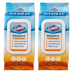 유한크로락스 세정살균티슈 오렌지퓨전 60매 X 2개크리너 청소포 일회용물걸레 일회용 유한 소포 물포 물소