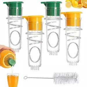 4Pcs 스크류 탑 레몬 흰색 브러시 하나 쉬운 그립 핸들이 있는 주스기 신선한 스퀴즈를 위한 내구성
