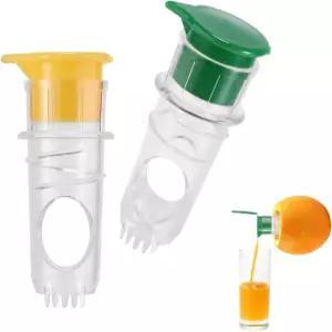 2pcs 스크류 탑 레몬 플라스틱 미니 주스기 음료용 뚜껑이 있는 필터가 내장된 핸디 주스