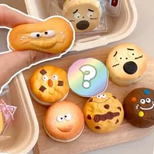 표정있는 말랑촉촉 랜덤 쿠키 스퀴시 키링 6개가방링 소형액세서리 고리 열쇠 우정링